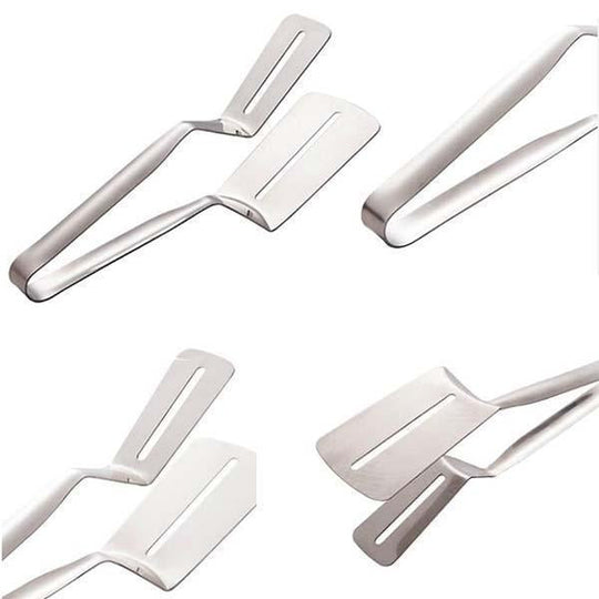 🍳50% OFF NOW ! ✨Stainless Steel Kitchen Cooking Clips – 2‑In‑1 Spatula Tongs for Flipping, Grilling & Serving Food