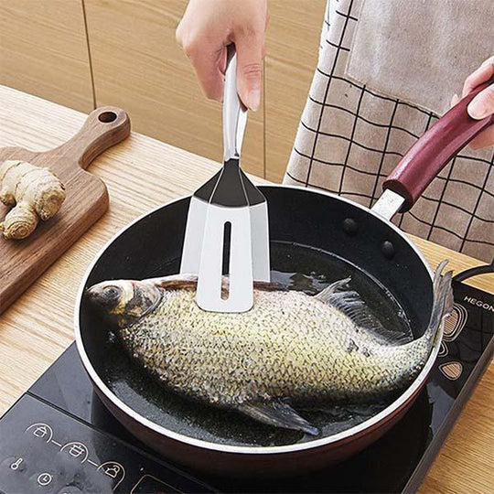 🍳50% OFF NOW ! ✨Stainless Steel Kitchen Cooking Clips – 2‑In‑1 Spatula Tongs for Flipping, Grilling & Serving Food
