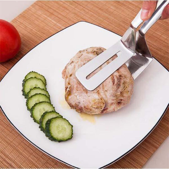 🍳50% OFF NOW ! ✨Stainless Steel Kitchen Cooking Clips – 2‑In‑1 Spatula Tongs for Flipping, Grilling & Serving Food