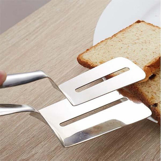 🍳50% OFF NOW ! ✨Stainless Steel Kitchen Cooking Clips – 2‑In‑1 Spatula Tongs for Flipping, Grilling & Serving Food