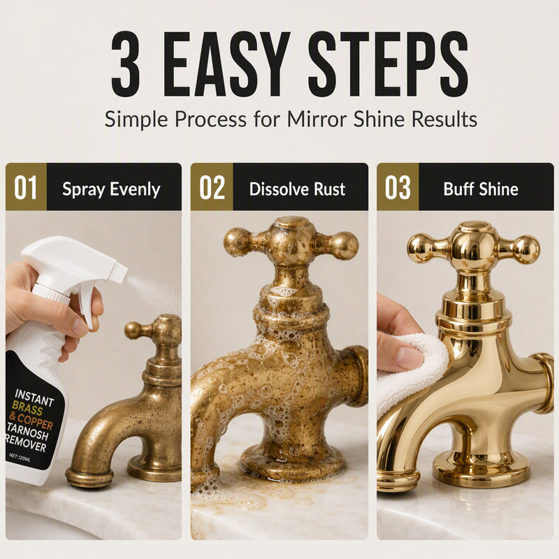 ✨50% OFF NOW ! 🧴Instant Brass Tarnish Remover Spray – Fast Shine Restoration, Protective Layer, Multi-Surface Metal Polish Cleaner