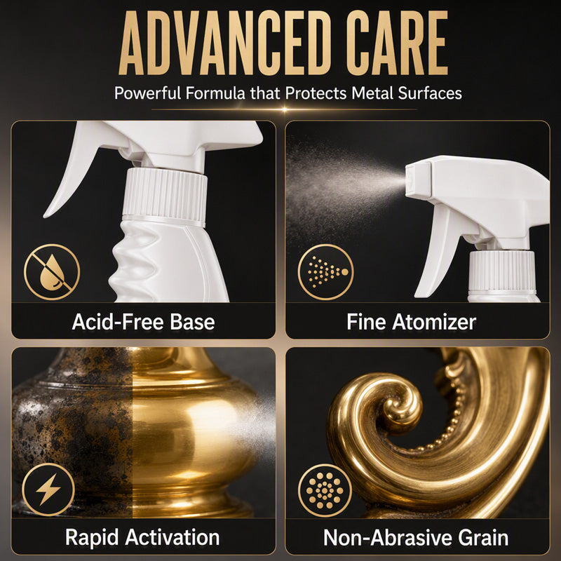 ✨50% OFF NOW ! 🧴Instant Brass Tarnish Remover Spray – Fast Shine Restoration, Protective Layer, Multi-Surface Metal Polish Cleaner
