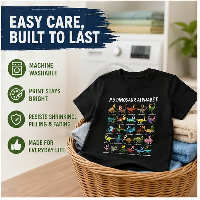 Kids Dinosaur Alphabet Graphic T-Shirt