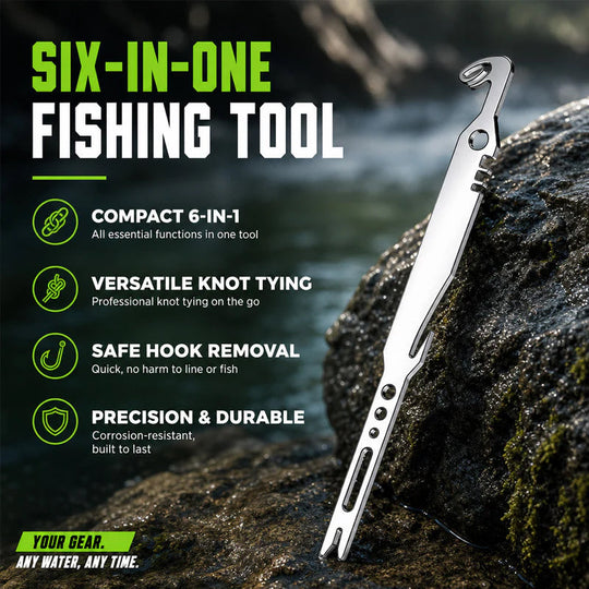 📢📢Limited Time Offer !!🎣 6-in-1 Stainless Steel Fishing Multi Tool Hook Remover and Knot Tyer