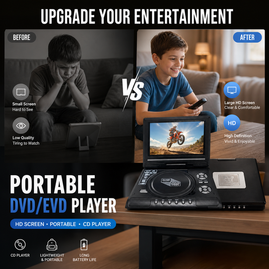 📺 68% OFF !!!💿7.8" HD Portable DVD/EVD Player – Large Screen, Rechargeable & Compatible with DVD/CD/USB/SD – Perfect for Home & Travel
