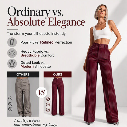 ✨ Women's High-Waisted Striped Wide-Leg Trousers – Flattering Fit For Effortless Everyday Style 🤍