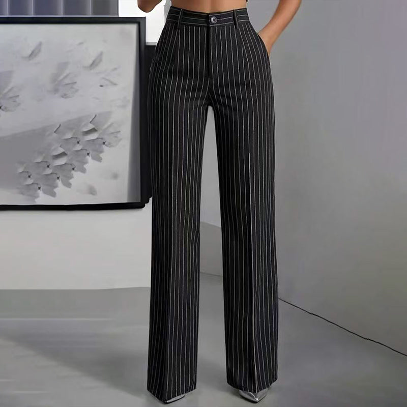 ✨ Women's High-Waisted Striped Wide-Leg Trousers – Flattering Fit For Effortless Everyday Style 🤍