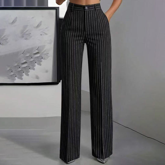 ✨ Women's High-Waisted Striped Wide-Leg Trousers – Flattering Fit For Effortless Everyday Style 🤍