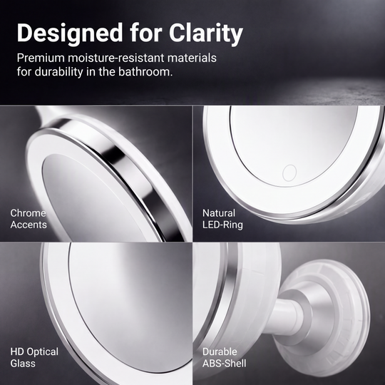 10x Magnifying Makeup Mirror with LED Light and Suction Cup