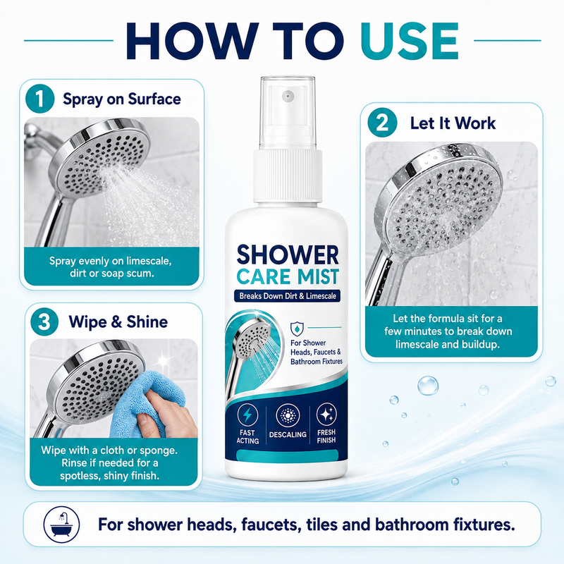 🥳2026 HOT SALE🥳💞50K+ SOLD! 🚿✨ 50% OFF! Fast-Acting Shower Limescale Remover Spray – Dissolves stubborn mineral deposits & hard water stains. Restores water flow & shine – just spray & wipe! 🧼💪