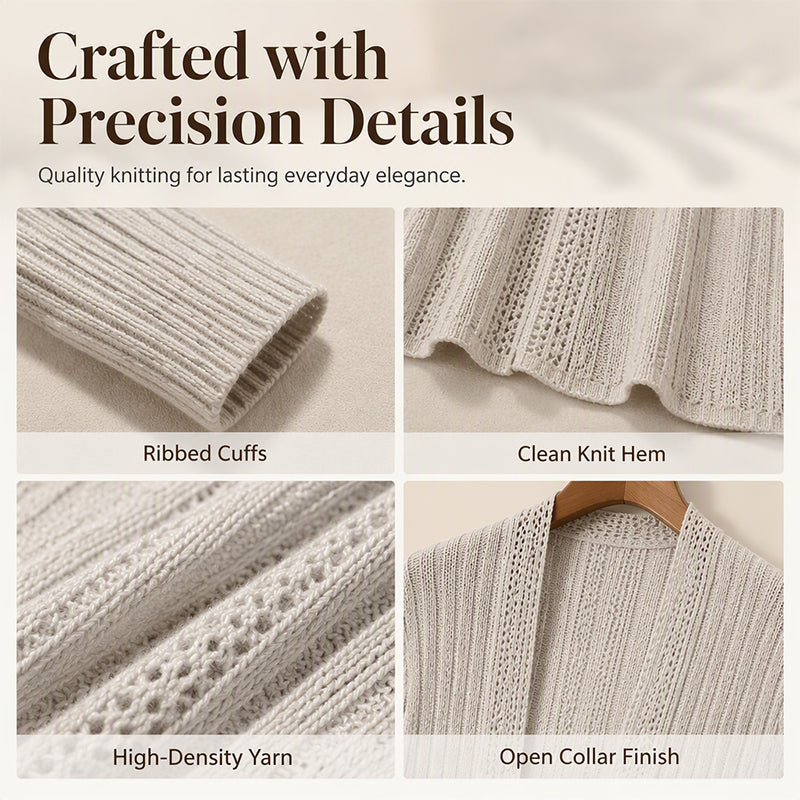 🌸 NEW ARRIVAL – 50% OFF 🧥 Elegant Textured Open Cardigan – Soft, Effortless & Easy to Style Every Day ✨