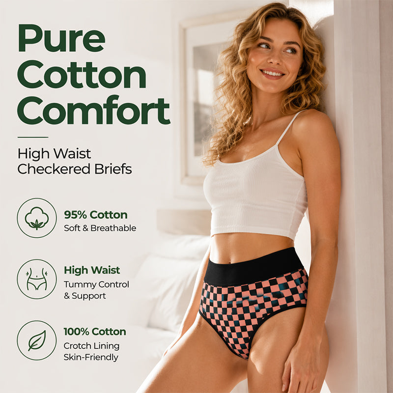 💖LIMITED OFFER – Buy 1 Get 3 Packs✨Women's High Waisted Cotton Panties,👍Soft & Breathable& Comfortable & Stretchy Full Coverage Briefs for Everyday Wear