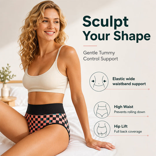 💖LIMITED OFFER – Buy 1 Get 3 Packs✨Women's High Waisted Cotton Panties,👍Soft & Breathable& Comfortable & Stretchy Full Coverage Briefs for Everyday Wear