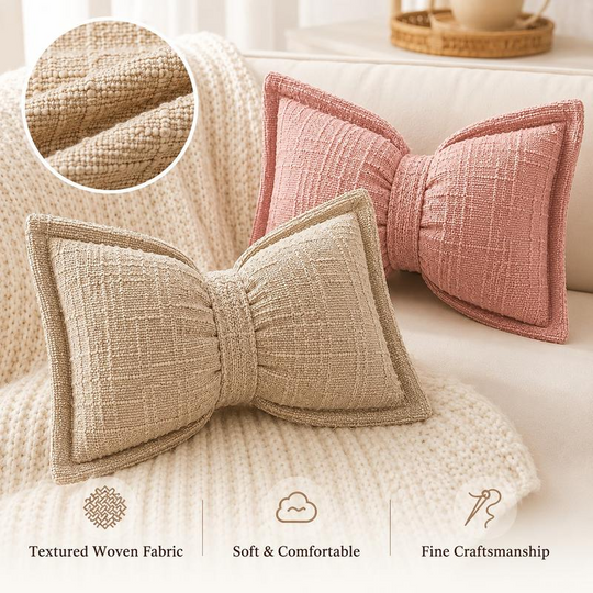 🎀 30% OFF NOW! 🛋️ Soft Chenille Bow-Shaped Throw Pillow – Ultra-soft, plush & decorative – Perfect for sofas, beds & cozy corners ✨