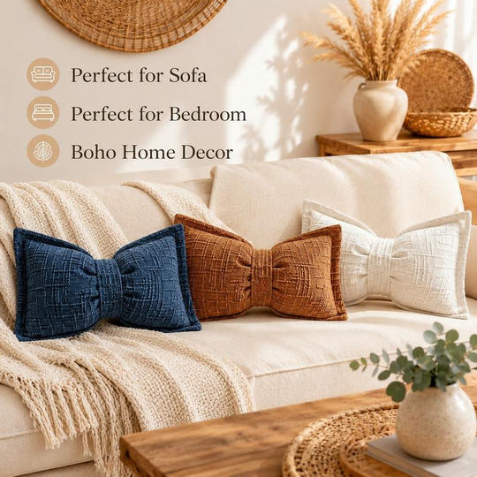 🎀 30% OFF NOW! 🛋️ Soft Chenille Bow-Shaped Throw Pillow – Ultra-soft, plush & decorative – Perfect for sofas, beds & cozy corners ✨