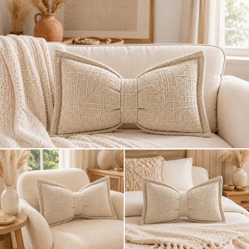 🎀 30% OFF NOW! 🛋️ Soft Chenille Bow-Shaped Throw Pillow – Ultra-soft, plush & decorative – Perfect for sofas, beds & cozy corners ✨