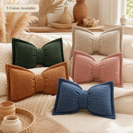 🎀 30% OFF NOW! 🛋️ Soft Chenille Bow-Shaped Throw Pillow – Ultra-soft, plush & decorative – Perfect for sofas, beds & cozy corners ✨