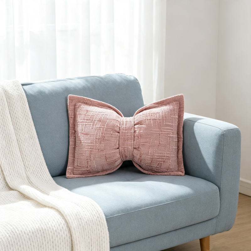 🎀 30% OFF NOW! 🛋️ Soft Chenille Bow-Shaped Throw Pillow – Ultra-soft, plush & decorative – Perfect for sofas, beds & cozy corners ✨