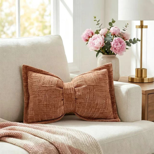 🎀 30% OFF NOW! 🛋️ Soft Chenille Bow-Shaped Throw Pillow – Ultra-soft, plush & decorative – Perfect for sofas, beds & cozy corners ✨