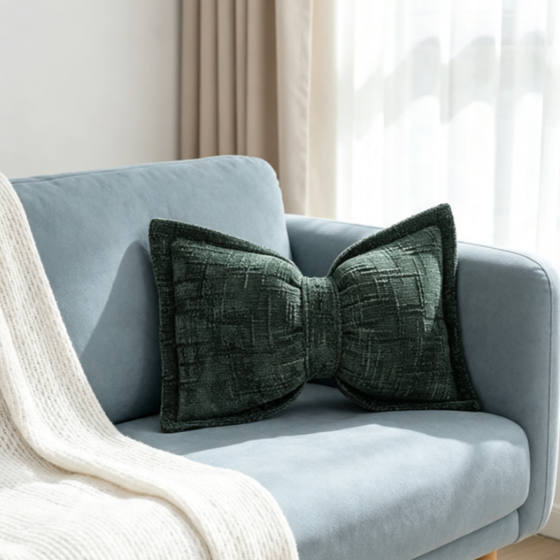 🎀 30% OFF NOW! 🛋️ Soft Chenille Bow-Shaped Throw Pillow – Ultra-soft, plush & decorative – Perfect for sofas, beds & cozy corners ✨