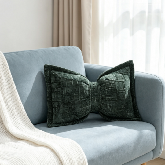 🎀 30% OFF NOW! 🛋️ Soft Chenille Bow-Shaped Throw Pillow – Ultra-soft, plush & decorative – Perfect for sofas, beds & cozy corners ✨