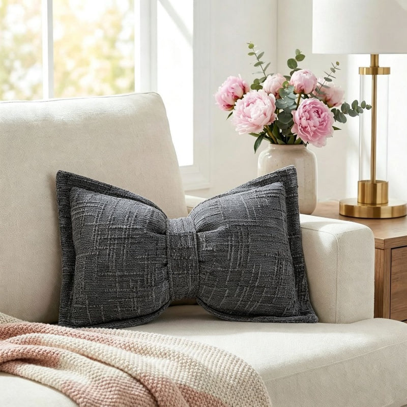 🎀 30% OFF NOW! 🛋️ Soft Chenille Bow-Shaped Throw Pillow – Ultra-soft, plush & decorative – Perfect for sofas, beds & cozy corners ✨