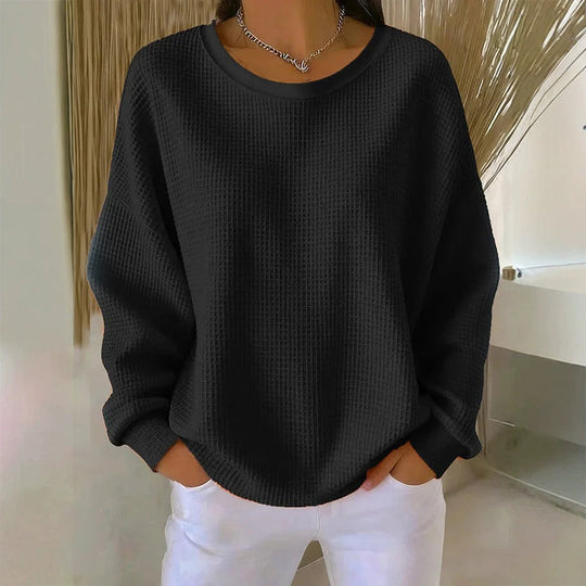 👚Seasonal Style - Waffle Texture Sweatshirt – Easy Breezy Fit & Classic Style for Any Casual Look