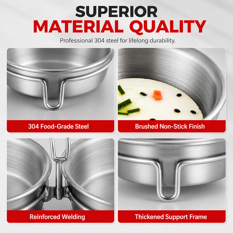 🎁2026 New Arrivals 30% OFF💥3-in-1 Stainless Steel Egg Poacher – Poach, Steam, Bake – 304 Steel, Non-Stick Release, One Pan, Endless Breakfasts ✨