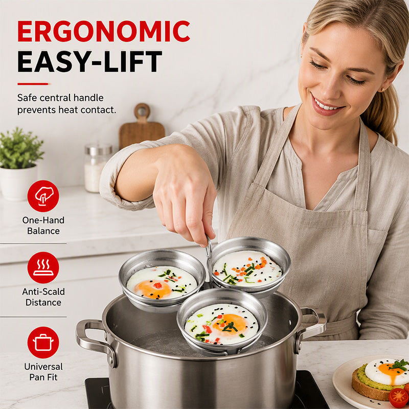 🎁2026 New Arrivals 30% OFF💥3-in-1 Stainless Steel Egg Poacher – Poach, Steam, Bake – 304 Steel, Non-Stick Release, One Pan, Endless Breakfasts ✨