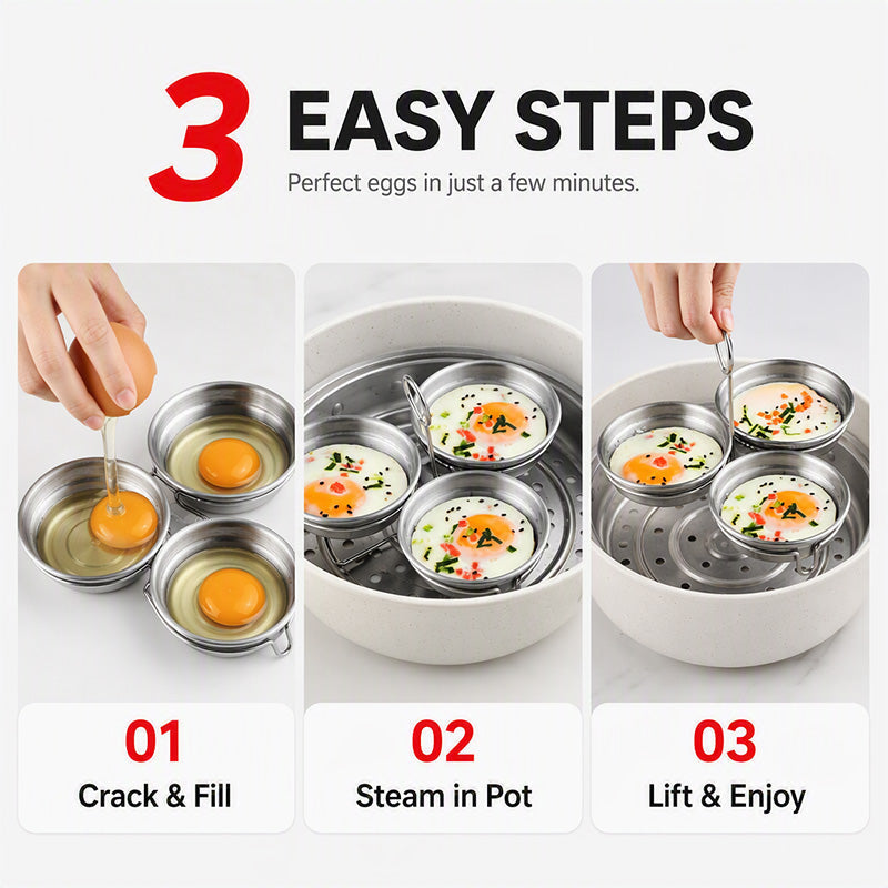 🎁2026 New Arrivals 30% OFF💥3-in-1 Stainless Steel Egg Poacher – Poach, Steam, Bake – 304 Steel, Non-Stick Release, One Pan, Endless Breakfasts ✨