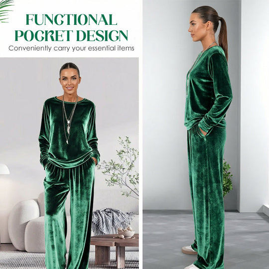 Luxury Comfort You Can Wear Anywhere ✨Women's Velvet Top & Pants 2-Piece Set