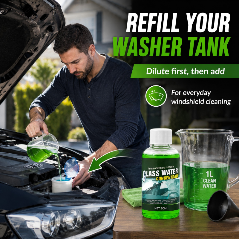 🥳2026 HOT SALE🥳💞50K+ SOLD! 💧✨ 30% OFF! Glass Concentrate – 10ml makes 1L, cuts bugs & grime, streak-free. 1 bottle = 50L. From £6.99 – lowest price online! 🚗💪