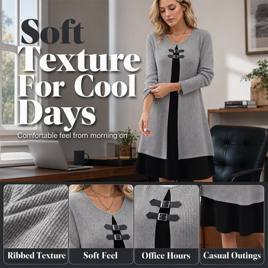 💗LAST DAY SALE 60% OFF⚡50K+ SOLD💕Women's Casual Ribbed Knit Long Sleeve Dress