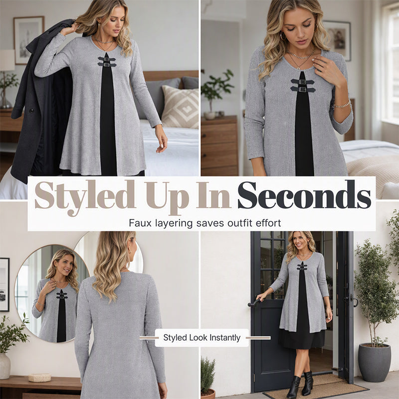 💗LAST DAY SALE 60% OFF⚡50K+ SOLD💕Women's Casual Ribbed Knit Long Sleeve Dress