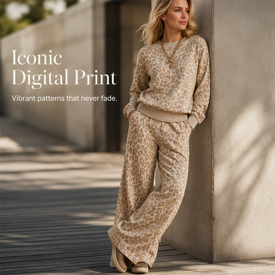 ⏰ Last Day of the Sale – 50% OFF ✨Women's Leopard Print Sweatshirt & Wide-Leg Pants Set