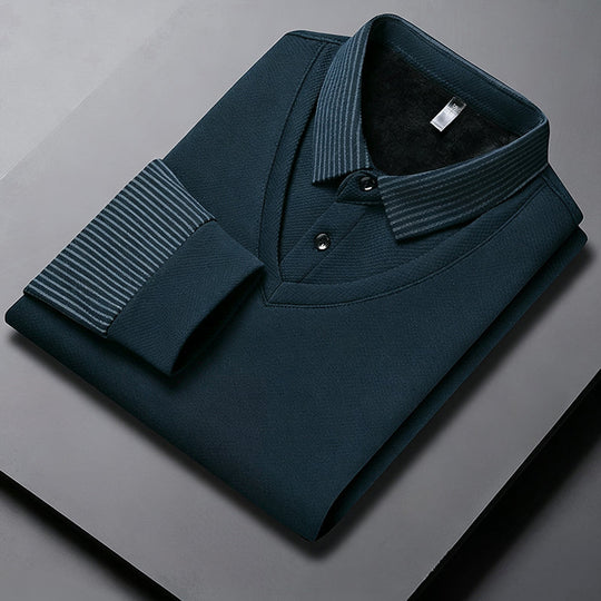 👕Men's False Two-Piece Long Sleeve Top – Smart Casual Two-Piece Look Without The Fuss