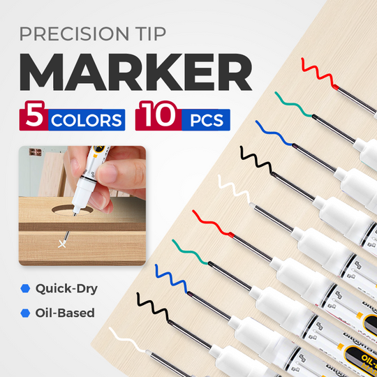 🖊️30% OFF NOW! Precision Tip Quick‑Dry Oil‑Based Marker Pen, 10 Pcs 5 Colors Long Nib Markers, Waterproof Oil Markers for Wood, Metal, Plastic, Industrial Marking & DIY Craft
