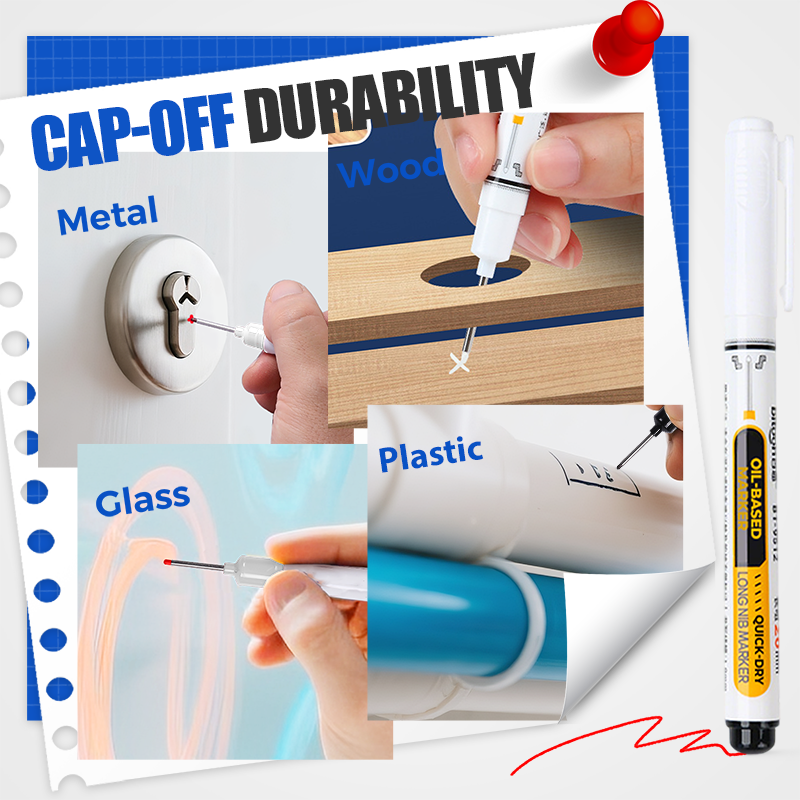 🖊️30% OFF NOW! Precision Tip Quick‑Dry Oil‑Based Marker Pen, 10 Pcs 5 Colors Long Nib Markers, Waterproof Oil Markers for Wood, Metal, Plastic, Industrial Marking & DIY Craft