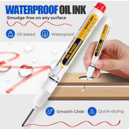 🖊️30% OFF NOW! Precision Tip Quick‑Dry Oil‑Based Marker Pen, 10 Pcs 5 Colors Long Nib Markers, Waterproof Oil Markers for Wood, Metal, Plastic, Industrial Marking & DIY Craft