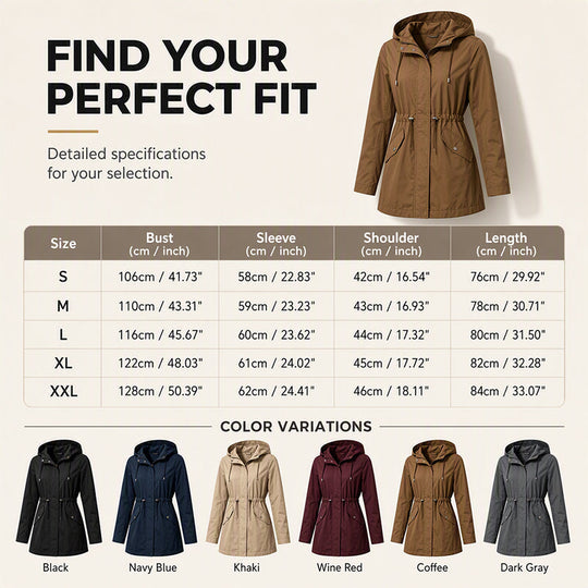 🌧️ Rain-Ready Comfort | Women's Water-Resistant Hooded Drawstring Jacket