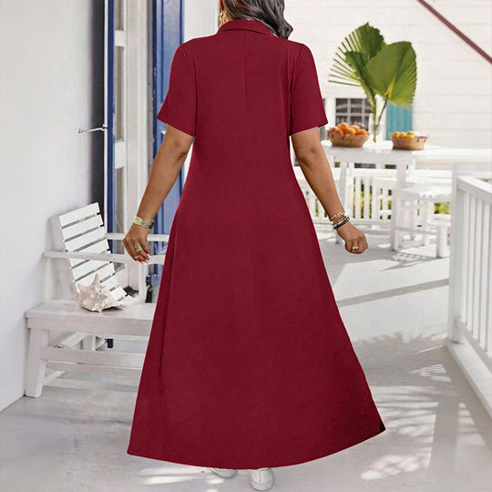 Women's Casual Solid Color Zipper Maxi Dress