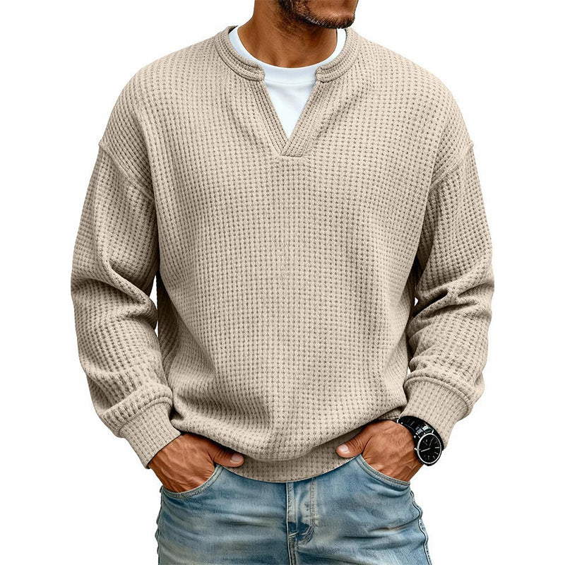 ⏳LAST DAY SALE ONLY ￡13.99!!🔥✨ Timeless Comfort | Men's Textured Waffle Layered-Look Long-Sleeve Tee