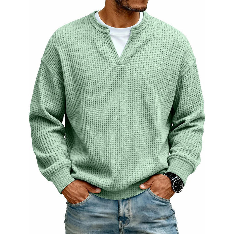 ⏳LAST DAY SALE ONLY ￡13.99!!🔥✨ Timeless Comfort | Men's Textured Waffle Layered-Look Long-Sleeve Tee
