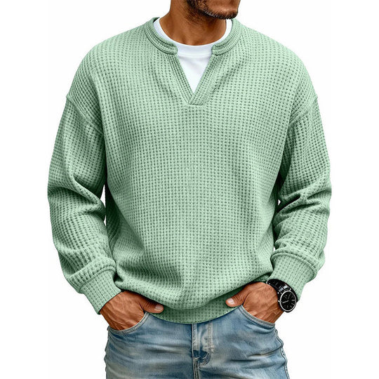 ⏳LAST DAY SALE ONLY ￡13.99!!🔥✨ Timeless Comfort | Men's Textured Waffle Layered-Look Long-Sleeve Tee