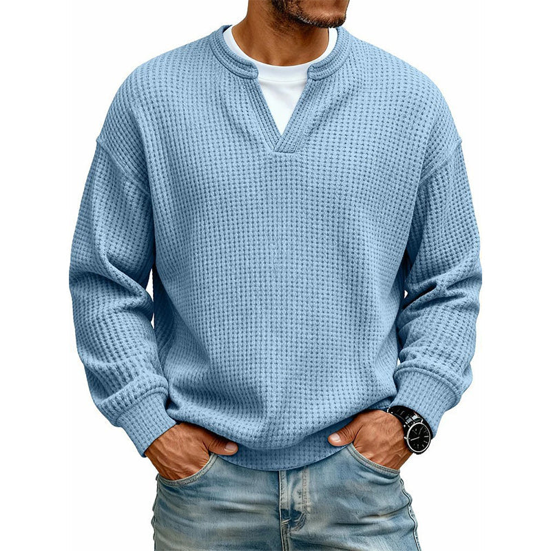 ⏳LAST DAY SALE ONLY ￡13.99!!🔥✨ Timeless Comfort | Men's Textured Waffle Layered-Look Long-Sleeve Tee