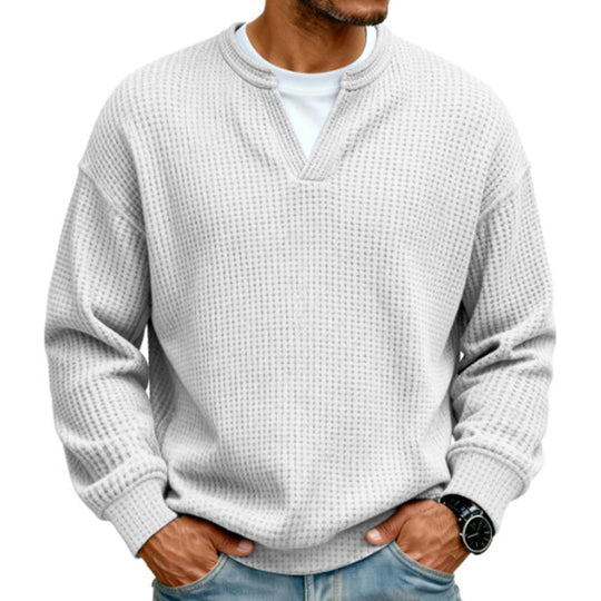 ⏳LAST DAY SALE ONLY ￡13.99!!🔥✨ Timeless Comfort | Men's Textured Waffle Layered-Look Long-Sleeve Tee