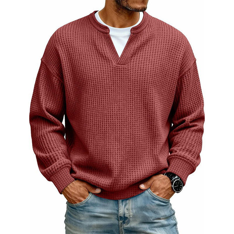 ⏳LAST DAY SALE ONLY ￡13.99!!🔥✨ Timeless Comfort | Men's Textured Waffle Layered-Look Long-Sleeve Tee