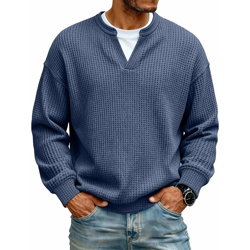 ⏳LAST DAY SALE ONLY ￡13.99!!🔥✨ Timeless Comfort | Men's Textured Waffle Layered-Look Long-Sleeve Tee