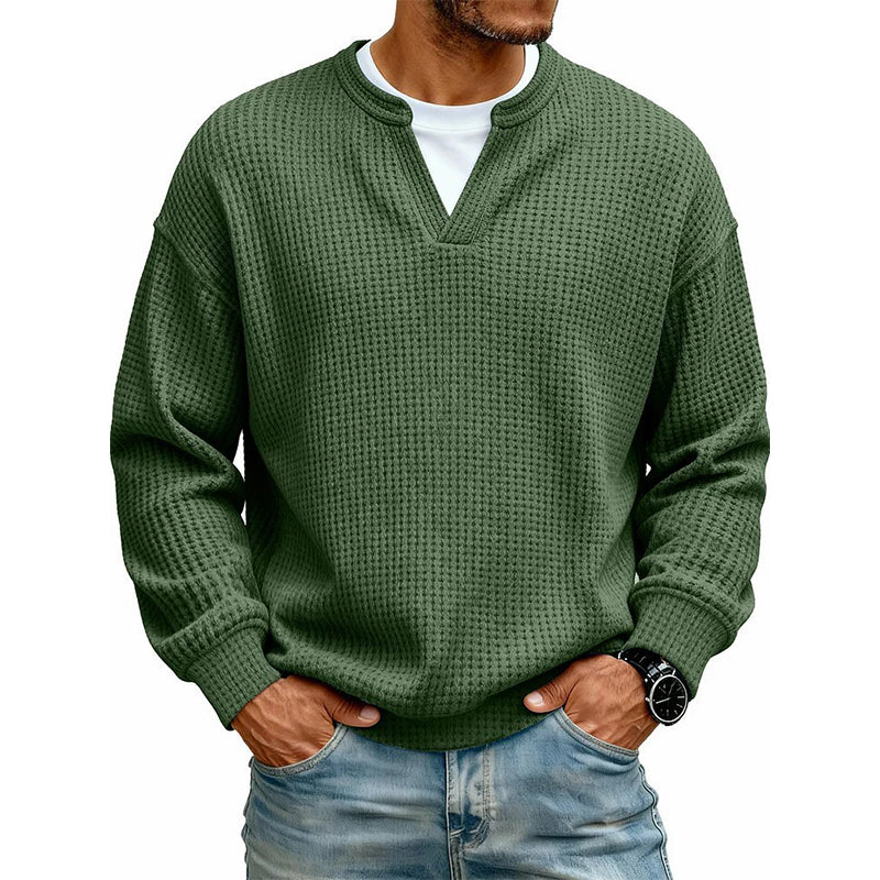 ⏳LAST DAY SALE ONLY ￡13.99!!🔥✨ Timeless Comfort | Men's Textured Waffle Layered-Look Long-Sleeve Tee