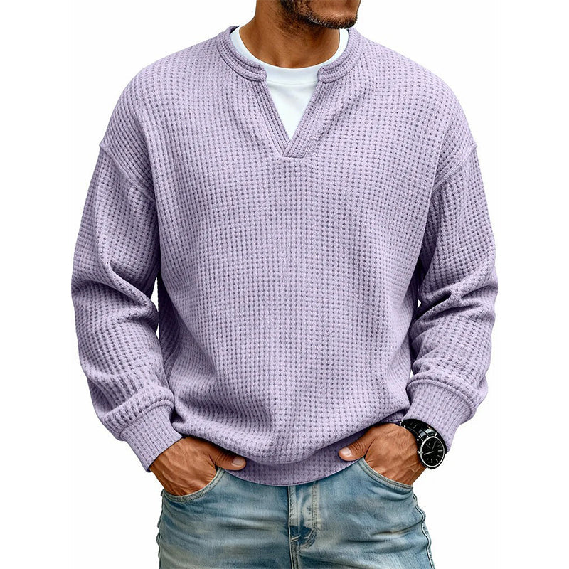 ⏳LAST DAY SALE ONLY ￡13.99!!🔥✨ Timeless Comfort | Men's Textured Waffle Layered-Look Long-Sleeve Tee
